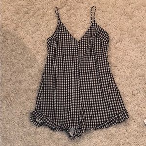 Kendall & Kylie Gingham Romper with Ruffles